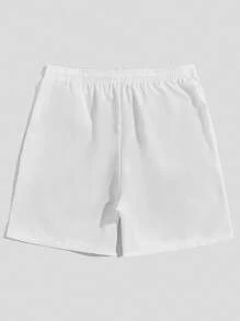 ROMWE MEN Street Life Quần Short Nam Dây kéo Túi Thắt nơ trước Ô tô/xe hơi Lá thư Đường phố - trắng - Xem 2