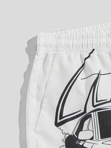 ROMWE MEN Street Life Quần Short Nam Dây kéo Túi Thắt nơ trước Ô tô/xe hơi Lá thư Đường phố - trắng - Xem 4