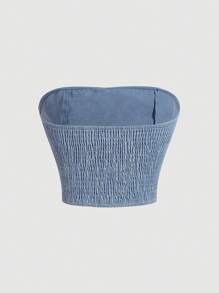 SHEIN MOD Bow Front Tube Top - Blue - View 7