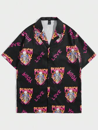 Studio Chunk Guys Skeleton & Letter Graphic Shirt