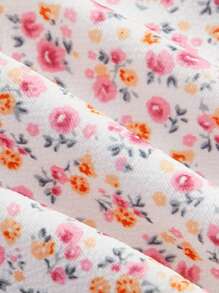 SHEIN MOD Vestido con estampado floral ribete con fruncido fruncido - Multicolor - Ver 4