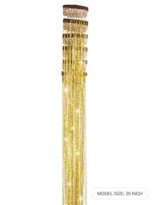 6pcs Hair Tinsel Clip In Extension Golden Sparkle & Highlight For Hair 20.5 Inch Synthetic Hair - Gold - View 3