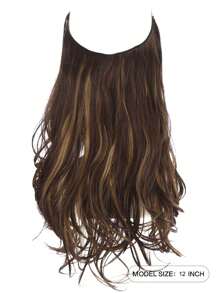 Invisible Wire Hair Extensions, Dirty Blonde Roots, Natural Wavy Hair Weft, Women Synthetic Hair Extensions, 12/14/16/18/20/22/24 Inches, Dark Brown/Blonde, No Clips Needed - Dark Brown - View 3