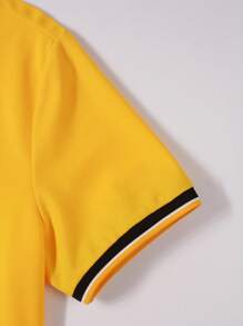 Manfinity Mode Men Bird Embroidery Contrast Trim Polo Shirt - Yellow - View 5