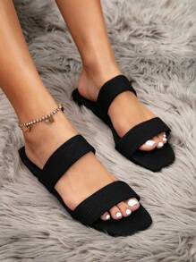 Mujer Sandalias minimalista con tira doble poliéster elegante