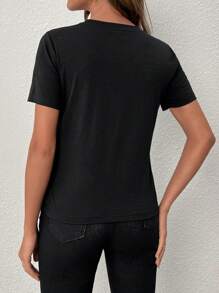 SHEIN Essnce Heart Sequin Detail Tee