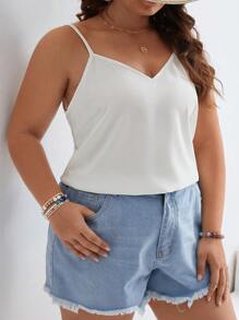 SHEIN Frenchy 大碼蕾絲拼接吊帶上衣 - 白色 - 查看 3