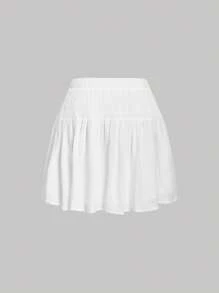 SHEIN MOD Váy nữ Dây kéo màu trơn Giải trí - trắng - Xem 2