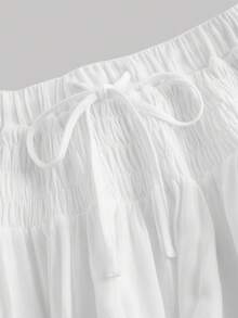 SHEIN MOD Váy nữ Dây kéo màu trơn Giải trí - trắng - Xem 3