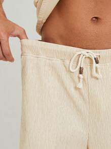 NITAGUT Men Solid Lapel Neck Shirt & Shorts - Apricot - View 8