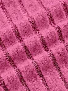 SHEIN EZwear 交叉下擺短款T恤 - 玫紅色 - 查看 3