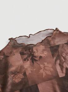 SHEIN MOD áo nữ kích thước lớn Xù nhỏ Con số Hoa Giải trí - Nhiều màu - Xem 4