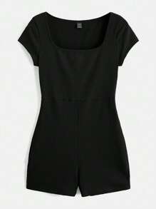 SHEIN BASICS Jednolity Kwadratowy Dekolt Jednokolorowy romper