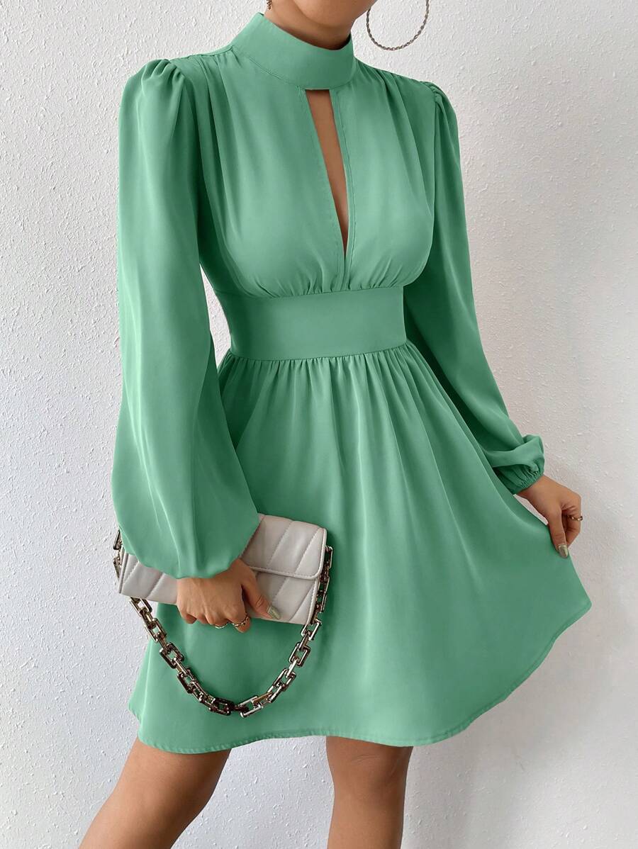 Chiquease Váy midi thắt nút thắt hình trái tim ngày lễ tình nhân cho nữ - Màu xanh Bạc hà - Xem 1