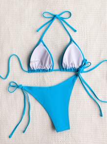 Swim Vcay Bikini mit Neckholder, Triangel seitlichem Band