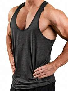 Manfinity Fitness Conjunto de 2 Tops de tanque para hombre sin mangas con espalda de corredor para deportes y entrenamiento - Negro - Ver 1