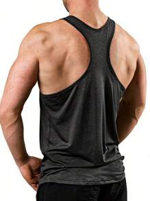 Manfinity Fitness Conjunto de 2 Tops de tanque para hombre sin mangas con espalda de corredor para deportes y entrenamiento - Negro - Ver 2