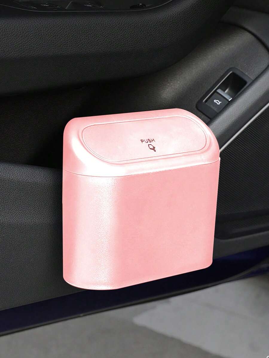 1pc Car Trash Can - Pink - View 1