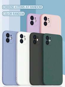 Basic Phone Cases 4pcs Random Color Plain Phone Case Compatible With IPhone 15/15Pro/15Plus/15Promax - Apricot - View 1