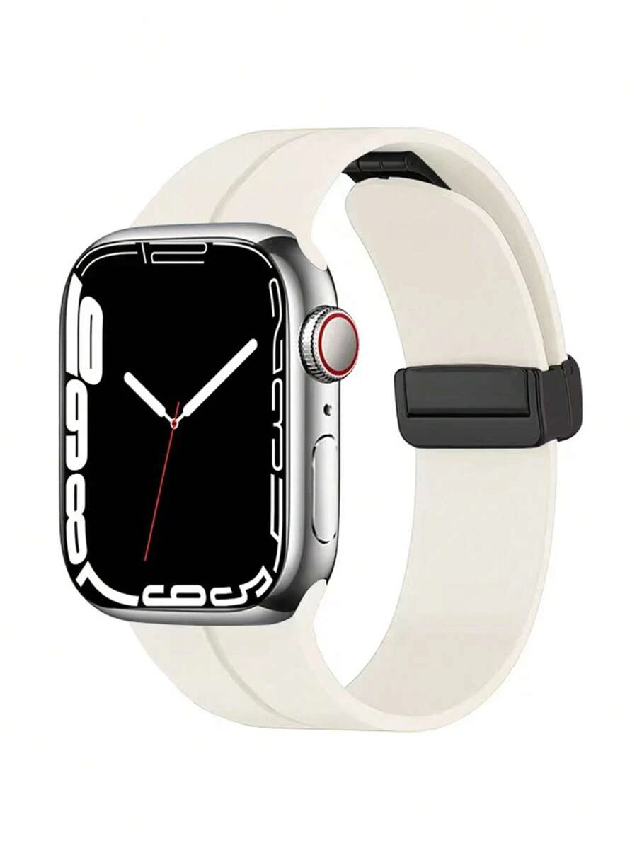 矽膠可折疊扣錶帶適用於Apple Watch - 米色 - 查看 1
