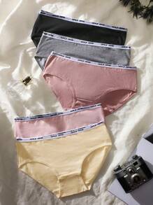 Shein Underwear&Sleepwear Basics 5 paquetes de calzoncillos deportivos con cintura de cinta con letras
