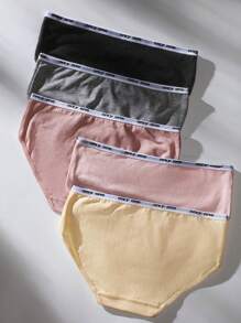 Shein Underwear&Sleepwear Basics 5 paquetes de calzoncillos deportivos con cintura de cinta con letras
