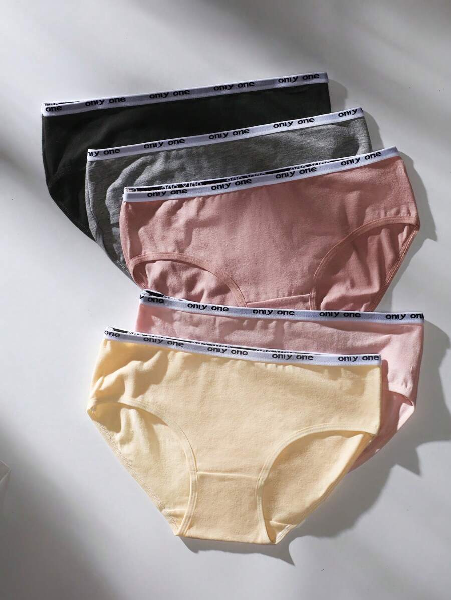 Shein Underwear&Sleepwear Basics 5 paquetes de calzoncillos deportivos con cintura de cinta con letras
