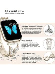 Dây đeo đồng hồ trang trí hình bướm sáng bóng lấp lánh Tương thích với Apple Watch - Rượu sâm banh - Xem 2