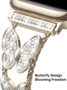 Dây đeo đồng hồ trang trí hình bướm sáng bóng lấp lánh Tương thích với Apple Watch - Rượu sâm banh - Xem 4