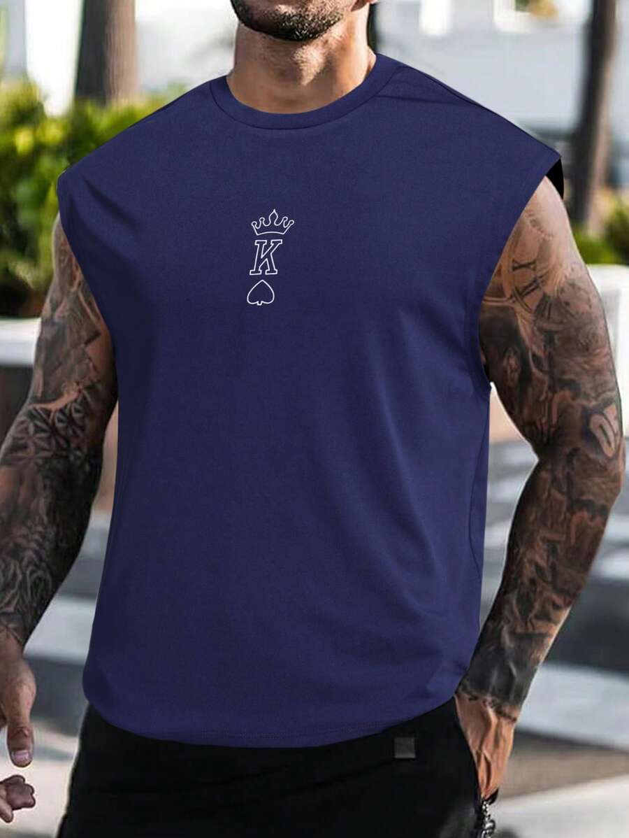 Manfinity Homme Men Letter Graphic Tank Top - Navy Blue - View 1