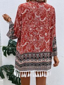 SHEIN VCAY Kimono Nữ Tua Paisley - Nhiều màu - Xem 2