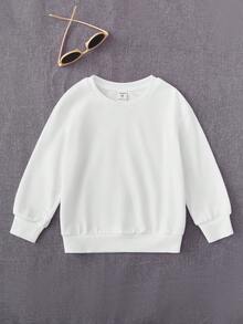 SHEIN 小女童標語圖案運動衫 - 白色 - 查看 2