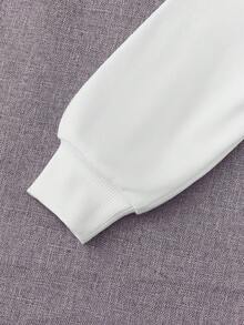 SHEIN 小女童標語圖案運動衫 - 白色 - 查看 4