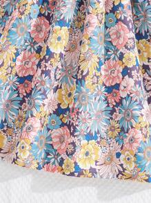 Chicas Vestido con estampado floral ribete con fruncido