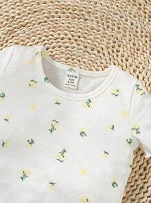 嬰兒女孩2入組花卉印花萵苣邊圓領上衣 - 彩色 - 查看 3