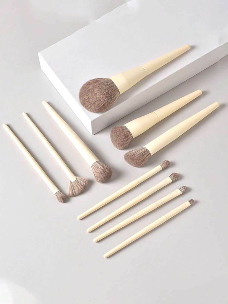 10支装化妆刷套装，化妆刷套装，化妆刷组合，化妆刷套装，全套化妆工具，化妆刷套装，全套化妆工具，化妆刷组合，化妆刷套装，化妆礼盒套装 - 白色 - 查看 1