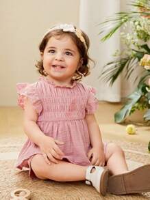 Cozy Pixies Baby Girl Ruffle Trim Peplum Top & Shorts With Bag