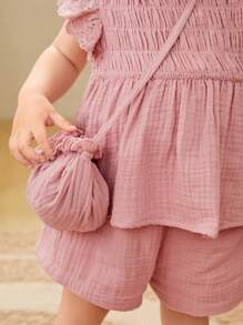 Cozy Pixies Baby Girl Ruffle Trim Peplum Top & Shorts With Bag