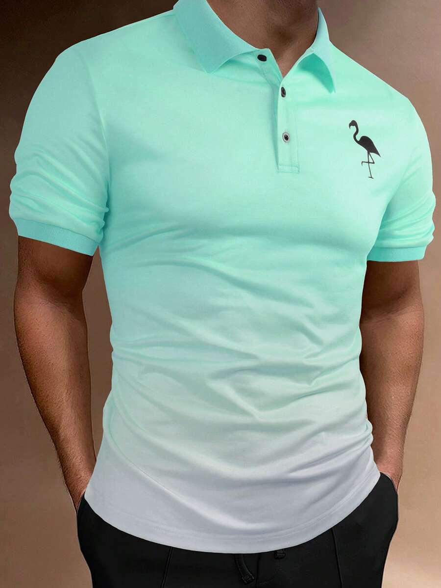 Manfinity RSRT Men Ombre Flamingo Print Polo Shirt