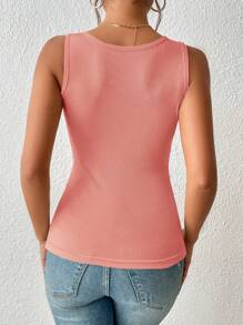 SHEIN BAE Cut Out Asymmetrical Neck Tank Top - Dusty Pink - View 2