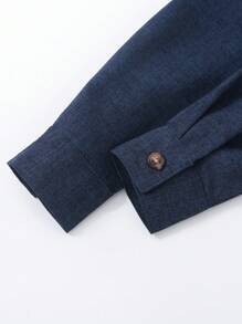 SHEIN Young Boy Letter Patched Detail Pocket Front Shirt