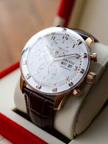 Round Pointer Mechanical Watch - Beige - View 6