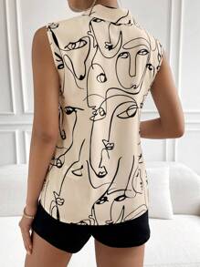 Chiquease Abstract Figure Graphic Sleeveless Blouse - Multicolor - View 2