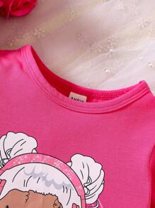 Bebé Camiseta con estampado de dibujos animados - Rosa Fucsia - Ver 4