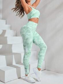 SHEIN Sport Studio Tie Dye Racer Back Sports Set Workout Women Set
