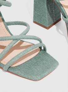 CUCCOO SZL 女士鞋子简约粗跟踝带夏季时尚夏季牛仔高跟凉鞋夏季毕业高跟鞋舞会高跟鞋度假鞋派对坏人时尚别致华丽风格万圣节圣诞节迪斯科派对夜间外出秋季