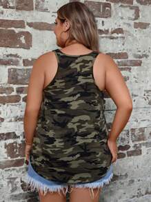 SHEIN LUNE Plus Camo Print Tank Top - Multicolor - View 4