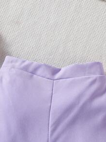 Baby Girl Button Up Belted Top & Shorts & Hat Set - Lilac Purple - View 7