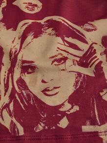 SHEIN ICON 人物与口号图案宽肩带上衣 给我一点时间爱 不要成为别人，做你自己 - 彩色 - 查看 4