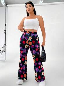 SHEIN Qutie Quần Plus Size Hoa Tất cả trên in Giải trí - Nhiều màu - Xem 3